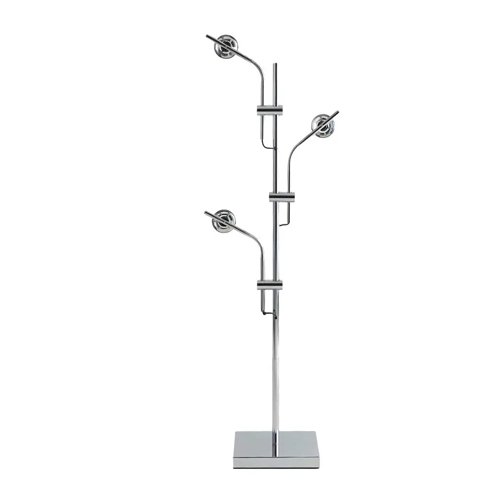 Chrome Floor Lamp with Multi-Angle Task Lighting for Industrial Use Luxe