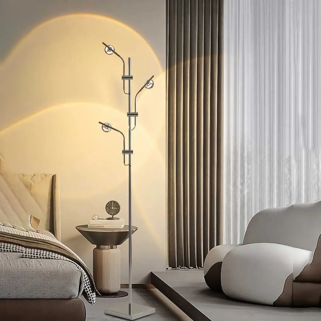 Chrome Floor Lamp with Multi-Angle Task Lighting for Industrial Use Luxe