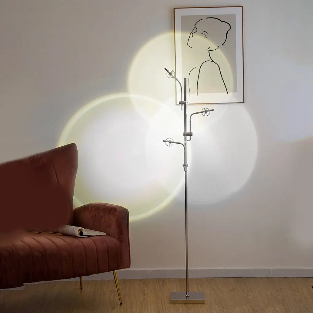 Chrome Floor Lamp with Multi-Angle Task Lighting for Industrial Use Luxe