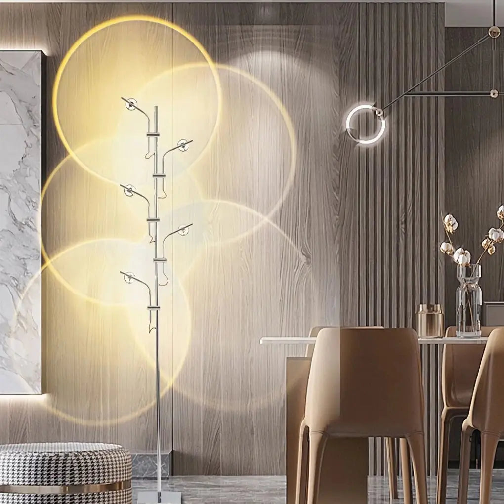Chrome Floor Lamp with Multi-Angle Task Lighting for Industrial Use Luxe