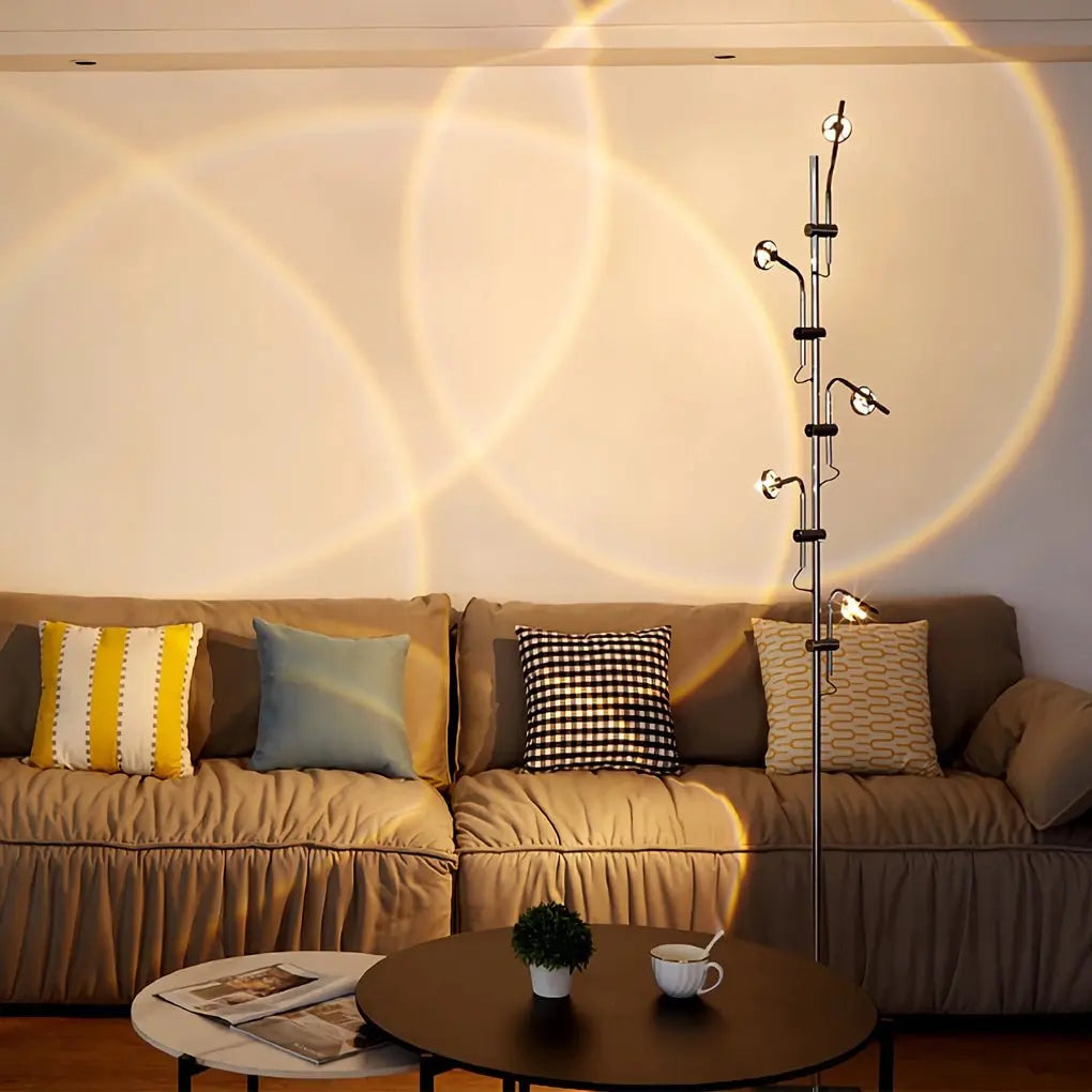 Chrome Floor Lamp with Multi-Angle Task Lighting for Industrial Use Luxe