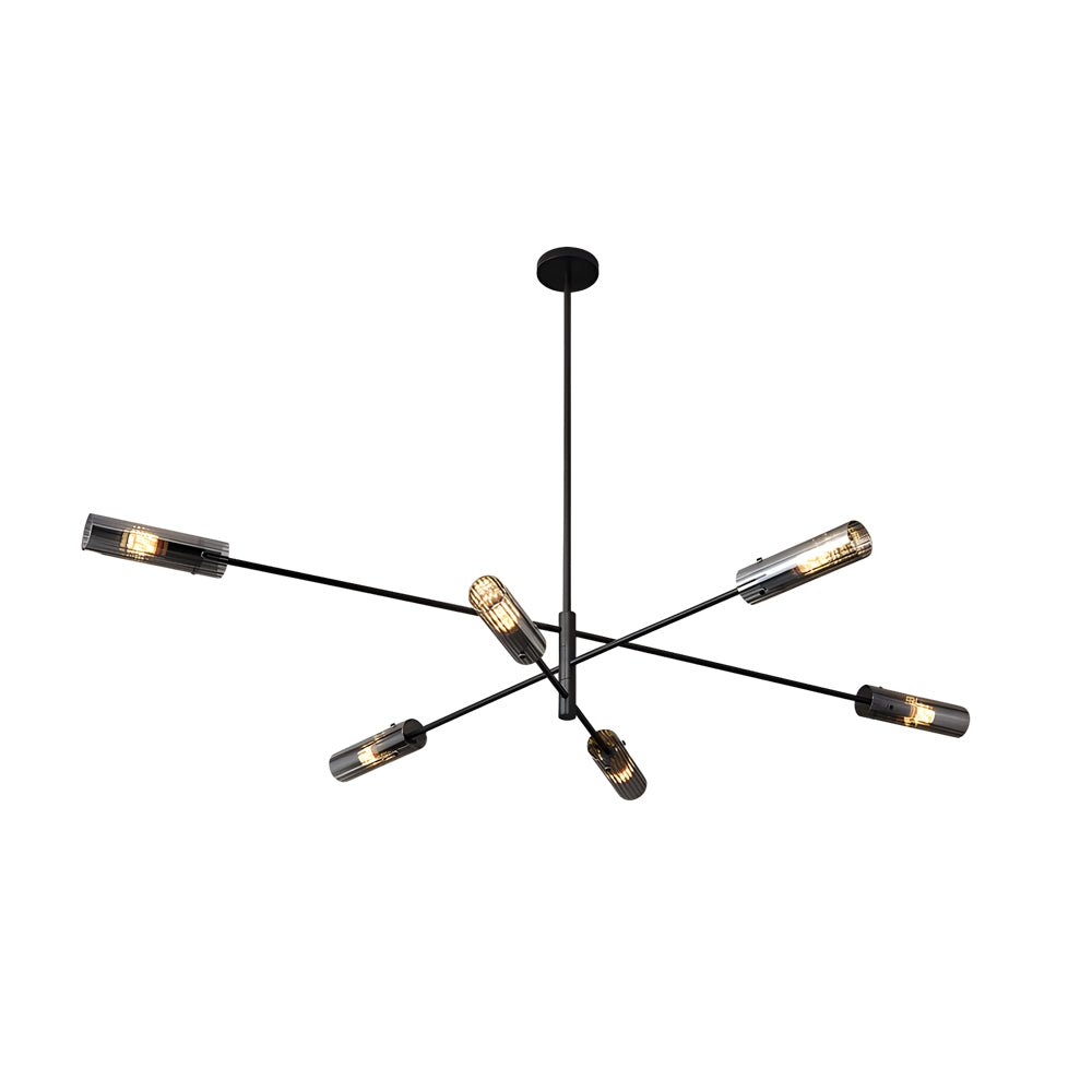 Industrial Sputnik Linear Chandelier — H65 Copper, 6-Light or 8-Light, E14, Adjustable Hanging Length