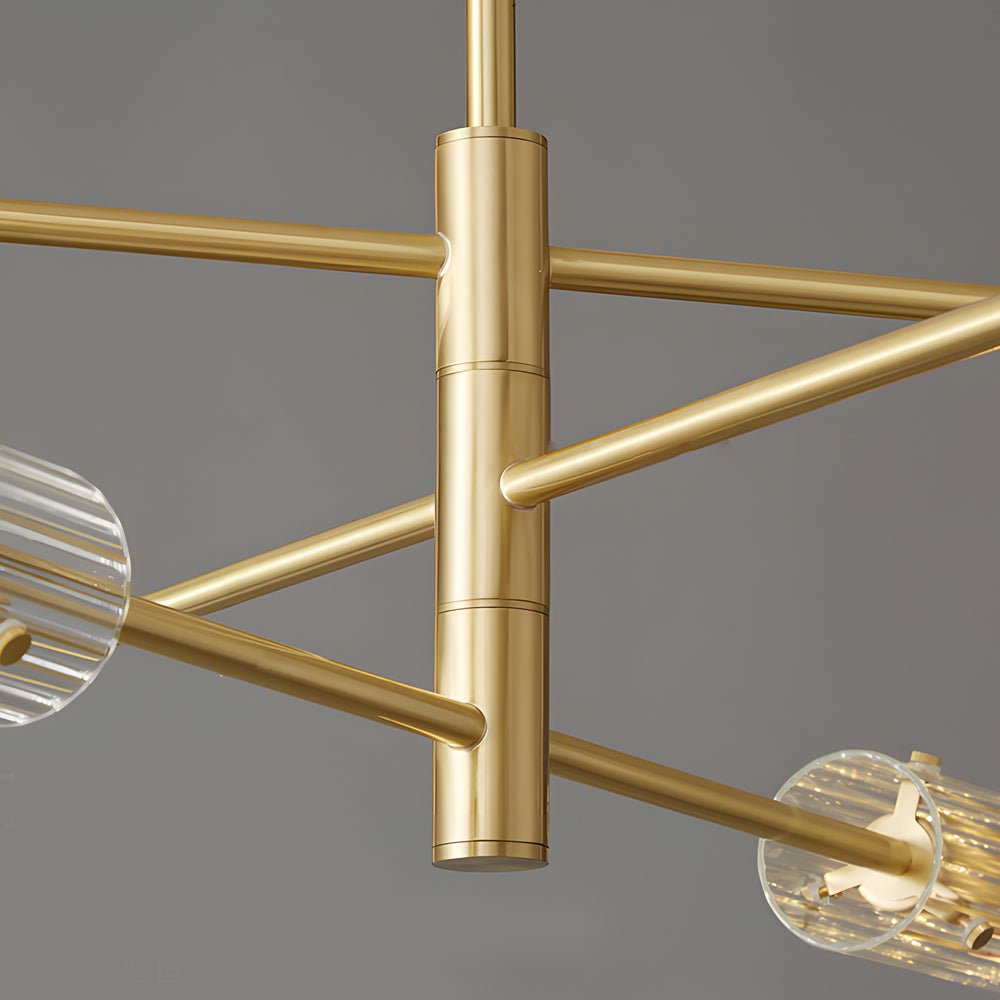 Industrial Sputnik Linear Chandelier — H65 Copper, 6-Light or 8-Light, E14, Adjustable Hanging Length