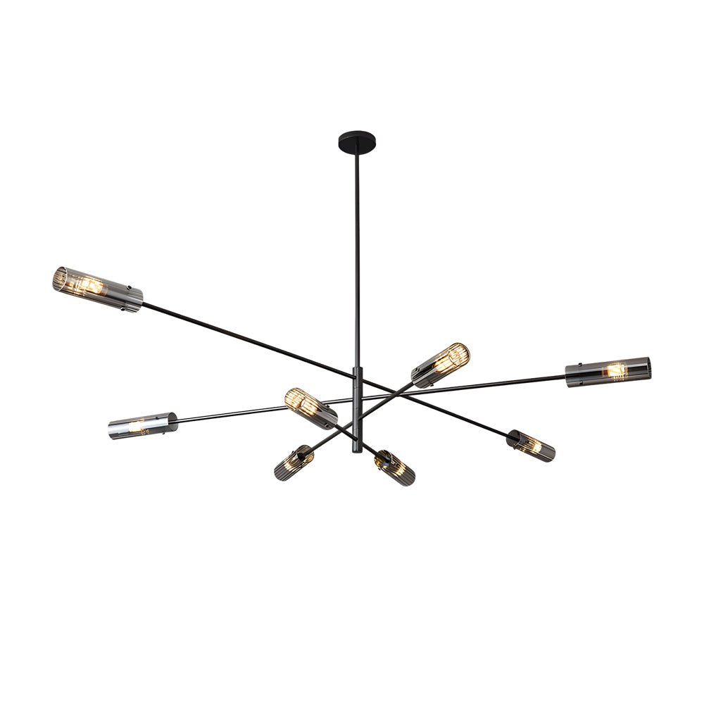 Industrial Sputnik Linear Chandelier — H65 Copper, 6-Light or 8-Light, E14, Adjustable Hanging Length