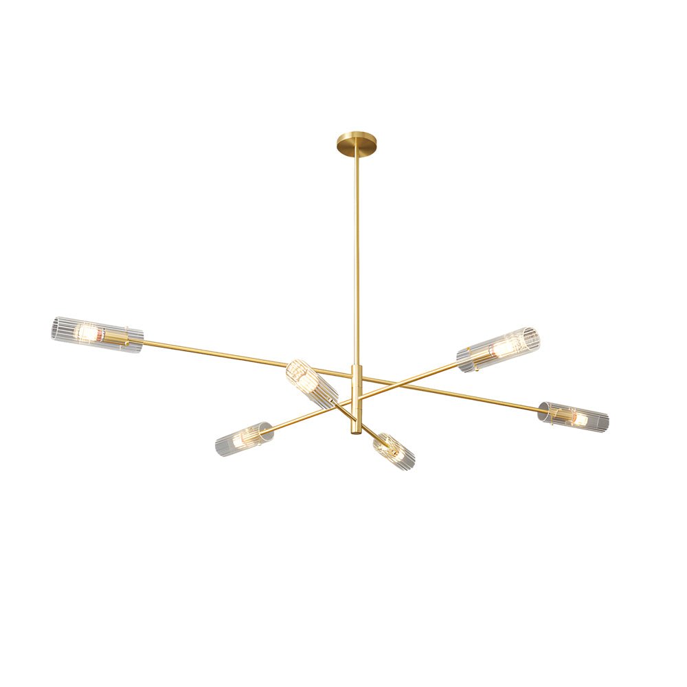 Industrial Sputnik Linear Chandelier — H65 Copper, 6-Light or 8-Light, E14, Adjustable Hanging Length