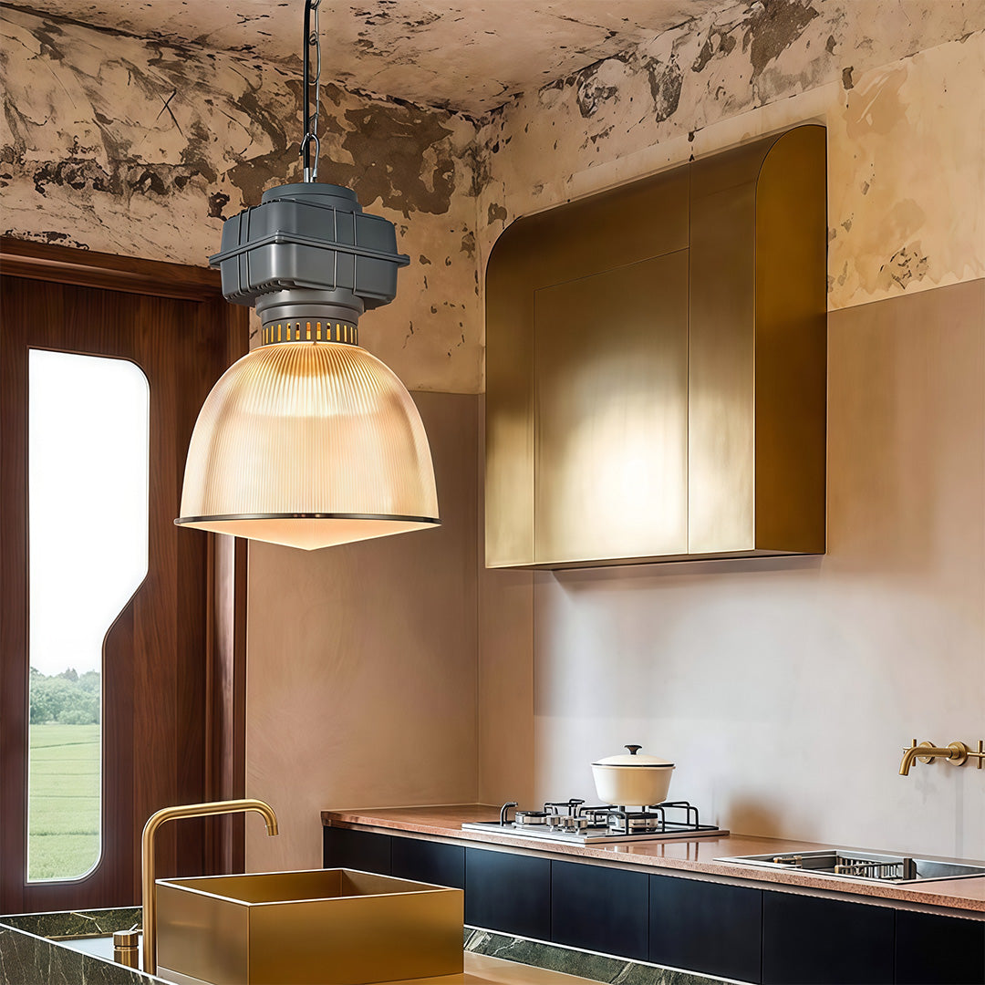 Industrial Pendant Light — Gray Aluminum, Transparent PC Shade, E27, 9W, 59.1" Adjustable Chain