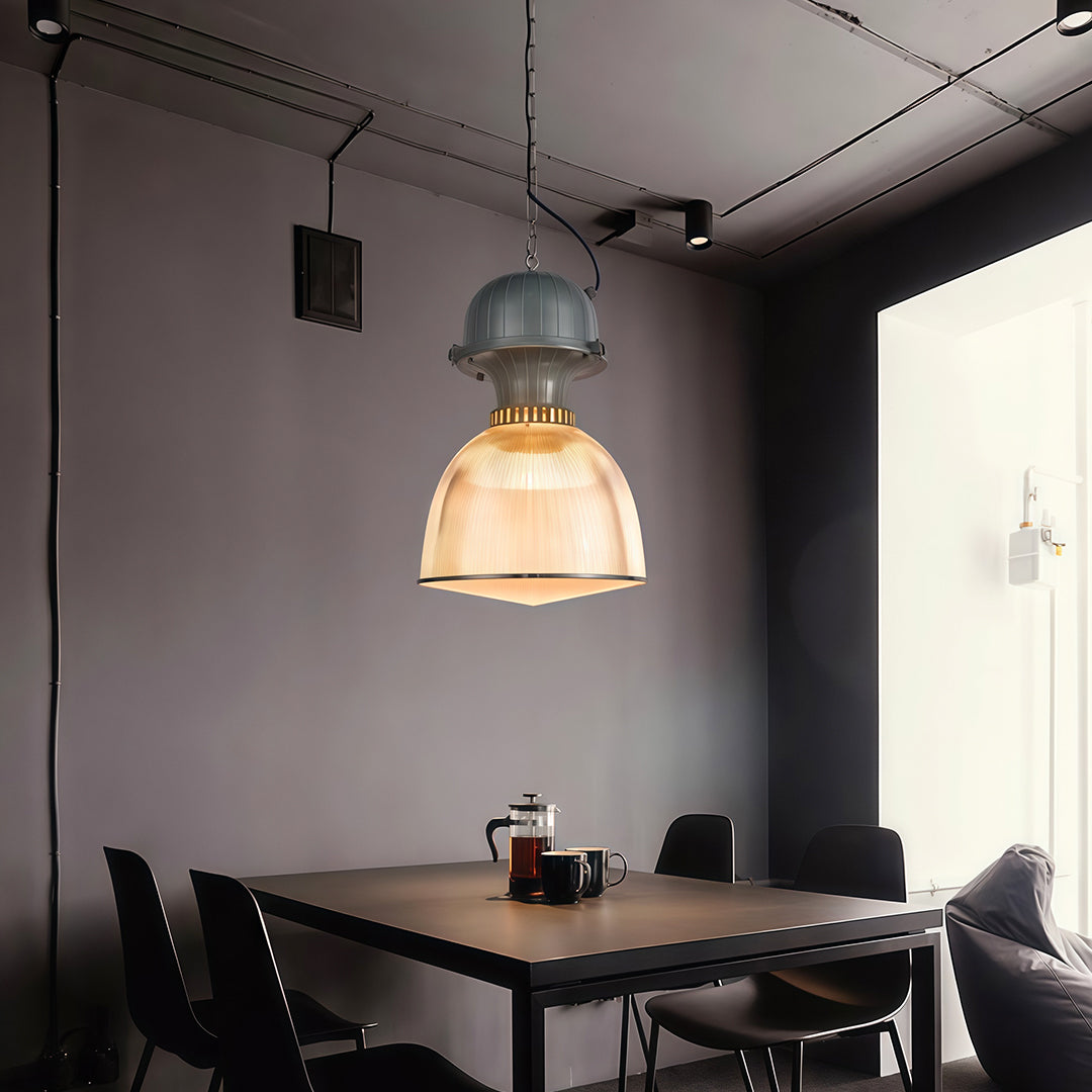 Industrial Pendant Light — Gray Aluminum, Transparent PC Shade, E27, 9W, 59.1" Adjustable Chain