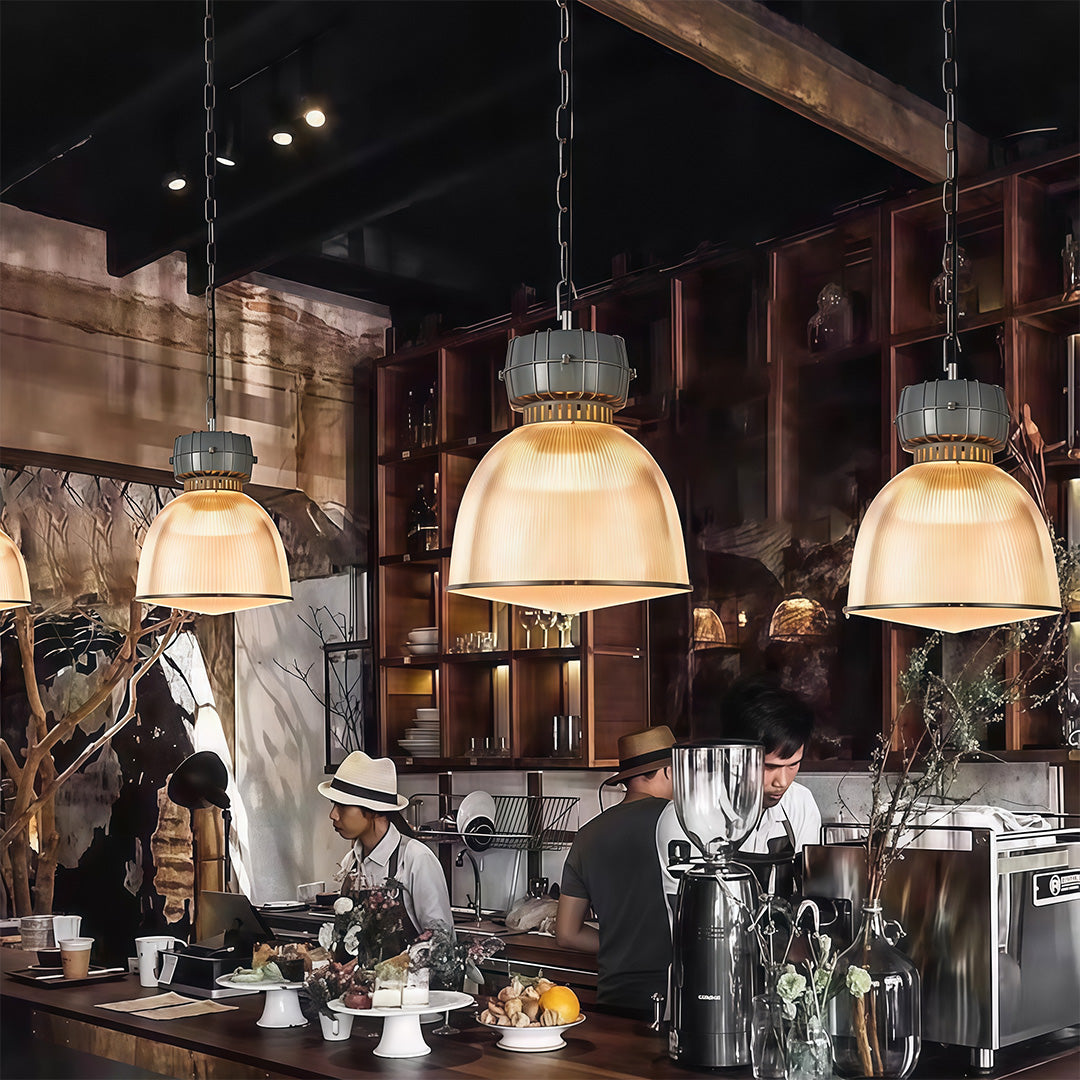 Industrial Pendant Light — Gray Aluminum, Transparent PC Shade, E27, 9W, 59.1" Adjustable Chain