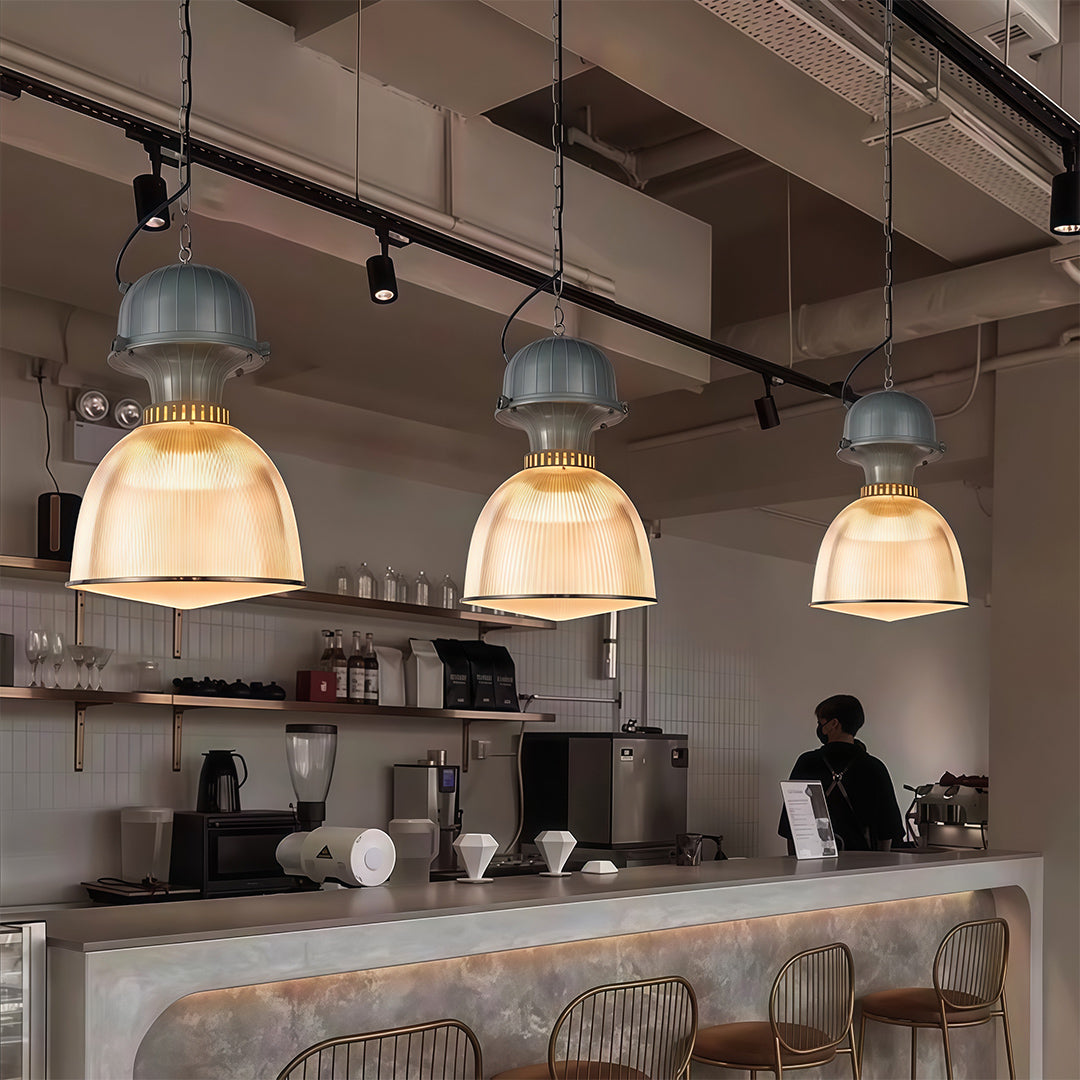 Industrial Pendant Light — Gray Aluminum, Transparent PC Shade, E27, 9W, 59.1" Adjustable Chain