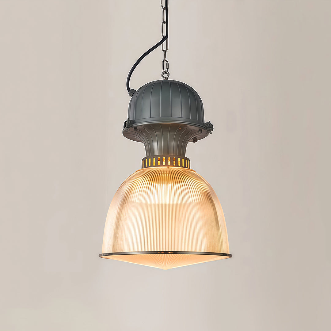Industrial Pendant Light — Gray Aluminum, Transparent PC Shade, E27, 9W, 59.1" Adjustable Chain