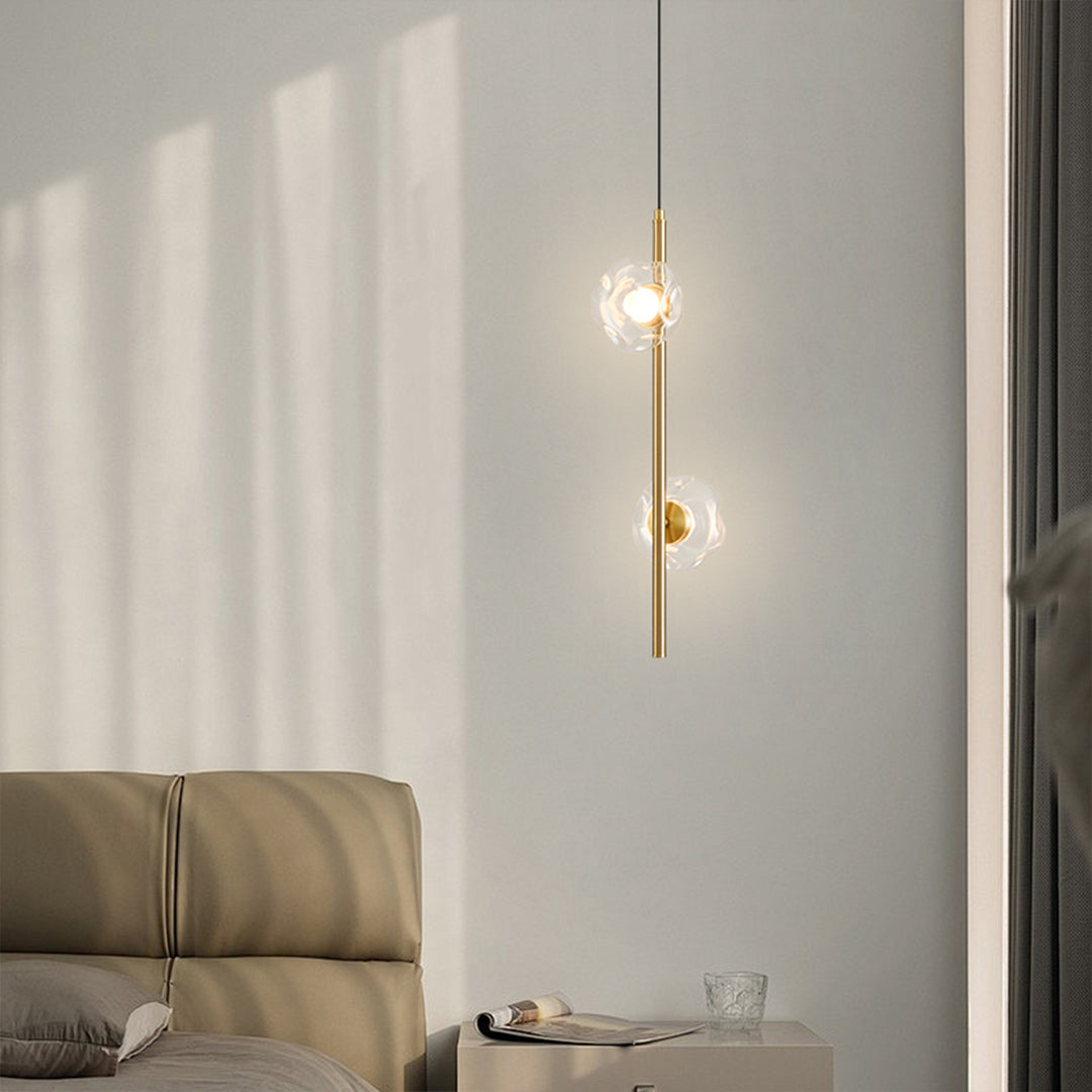 Minimalist Pleated Glass Pendant Light — Iron, Tri-Color LED, 2- or 3-Head, Copper or Black