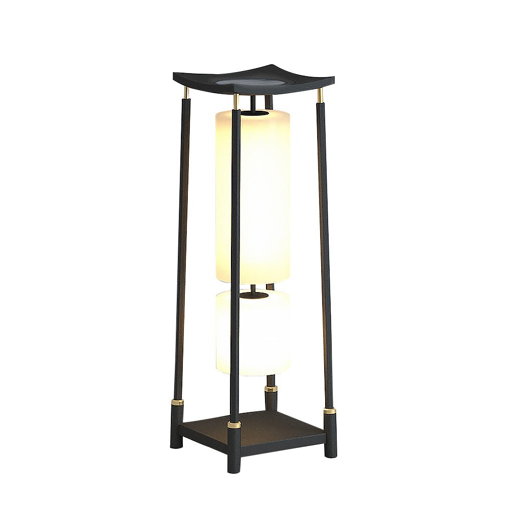Asian-Inspired Solar LED Bollard Light — Stainless Steel & PC, IP65, Warm White 3000K, 14" or 29"