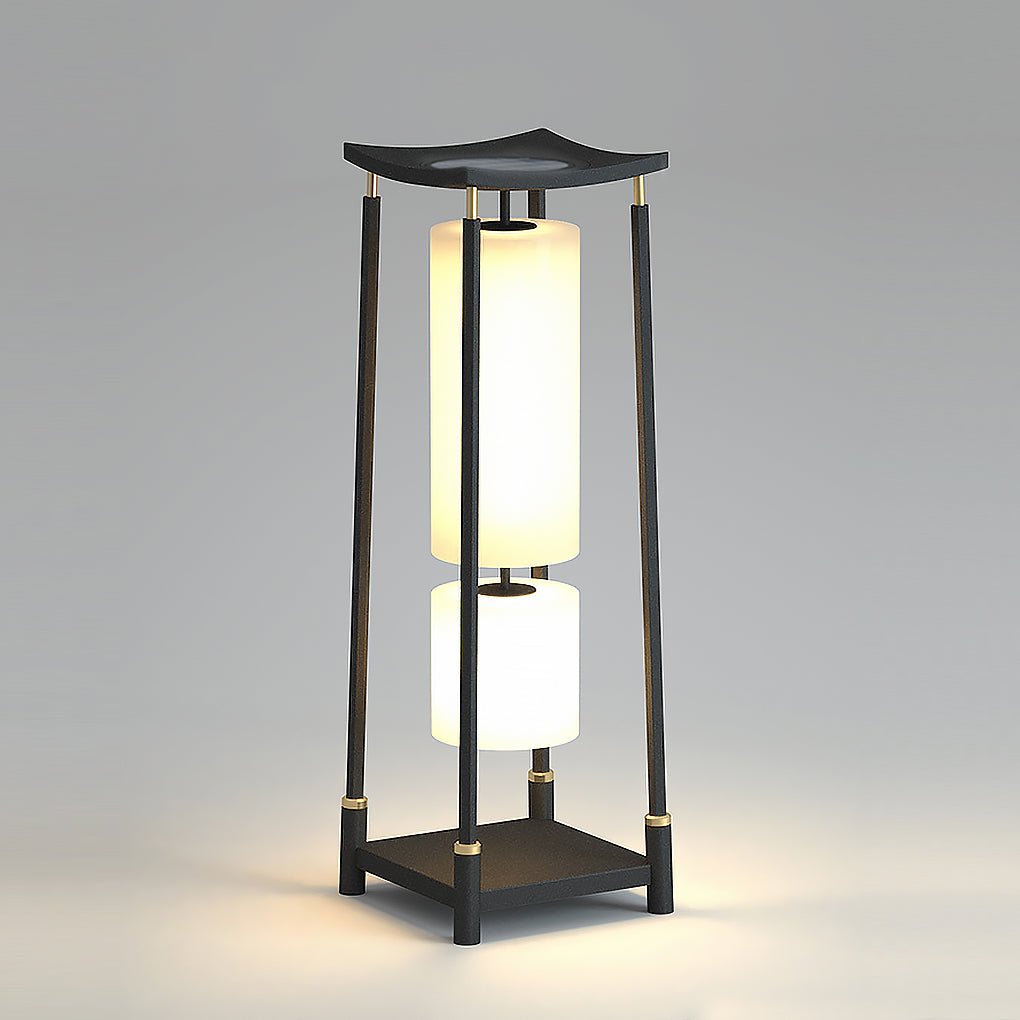 Asian-Inspired Solar LED Bollard Light — Stainless Steel & PC, IP65, Warm White 3000K, 14" or 29"