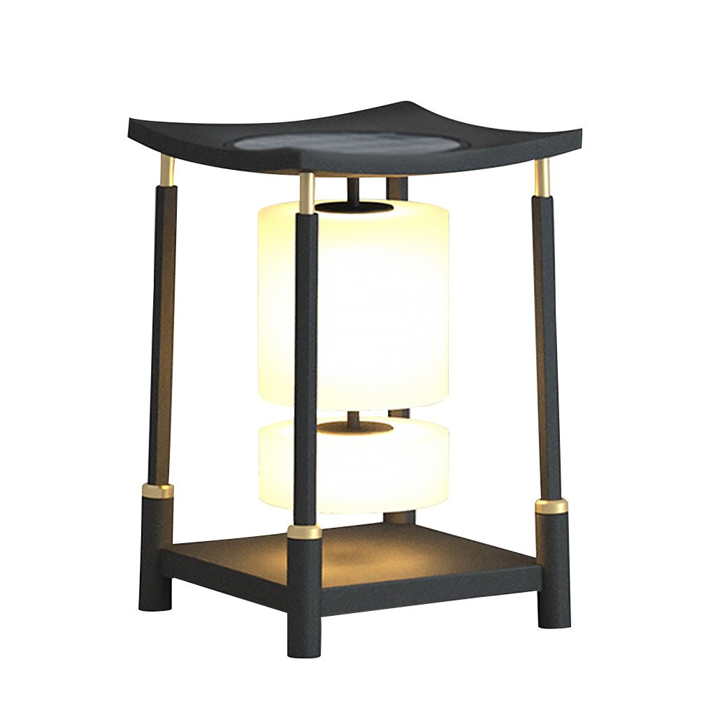 Asian-Inspired Solar LED Bollard Light — Stainless Steel & PC, IP65, Warm White 3000K, 14" or 29"