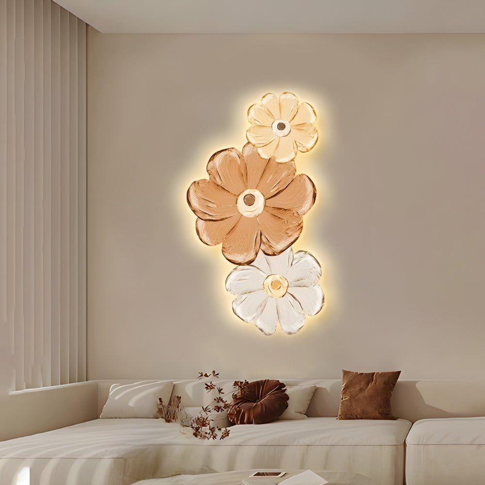Flower & Plant LED Wall Art — USB-Powered, Frameless, Remote Control, Multiple Sizes