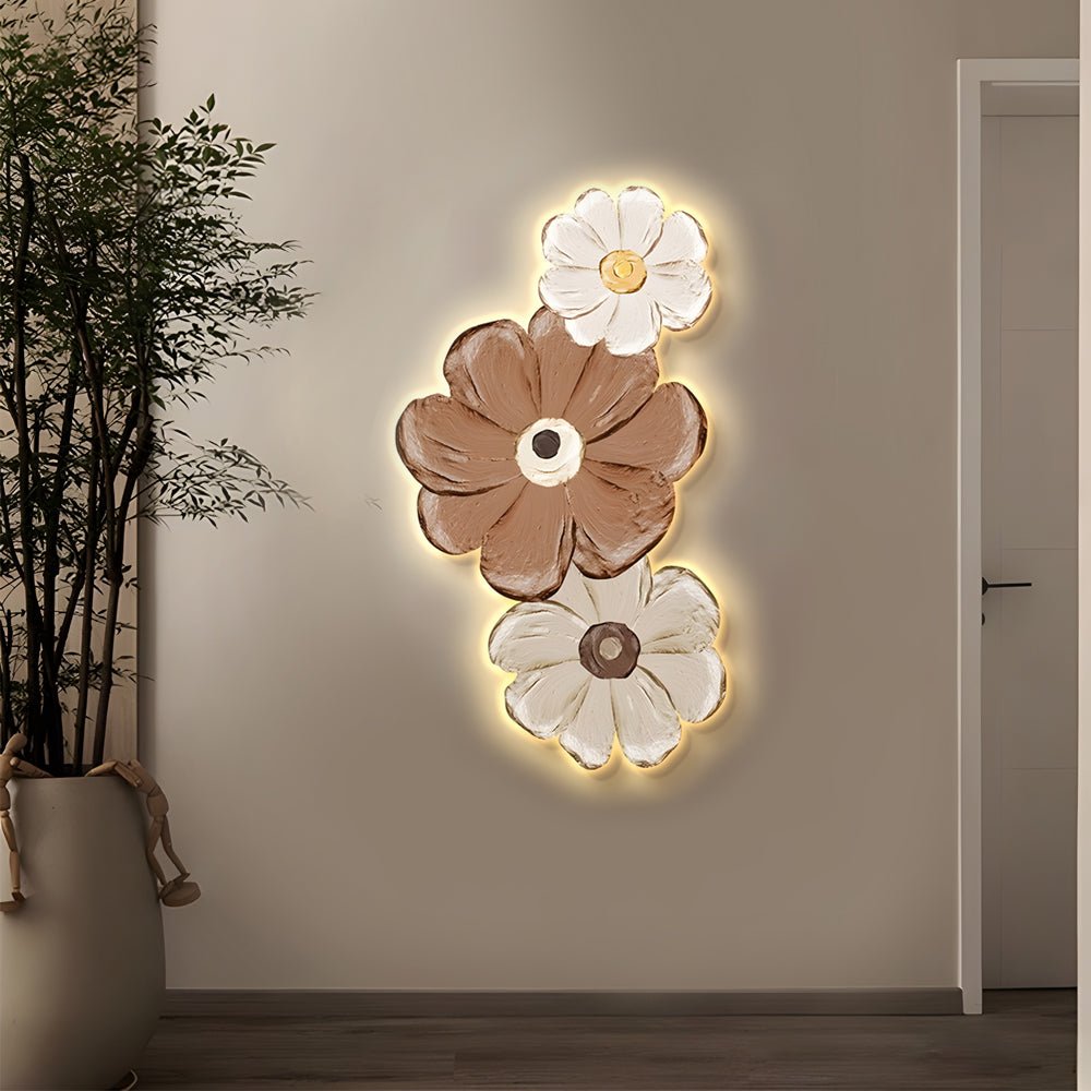 Flower & Plant LED Wall Art — USB-Powered, Frameless, Remote Control, Multiple Sizes