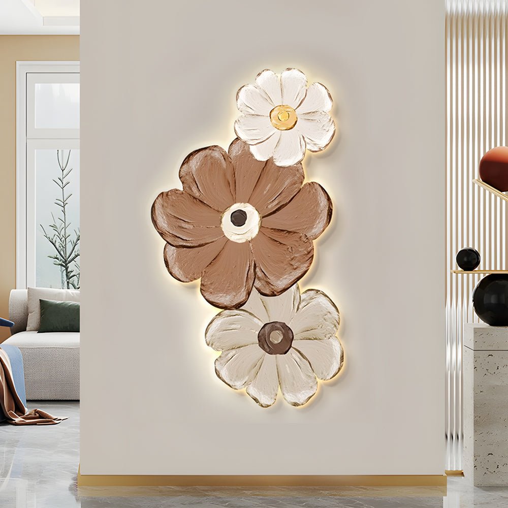 Flower & Plant LED Wall Art — USB-Powered, Frameless, Remote Control, Multiple Sizes