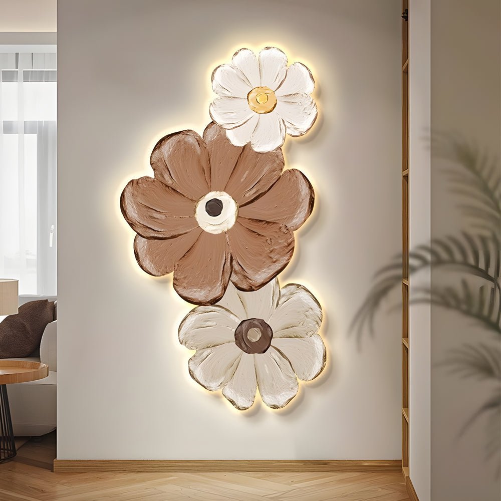 Flower & Plant LED Wall Art — USB-Powered, Frameless, Remote Control, Multiple Sizes
