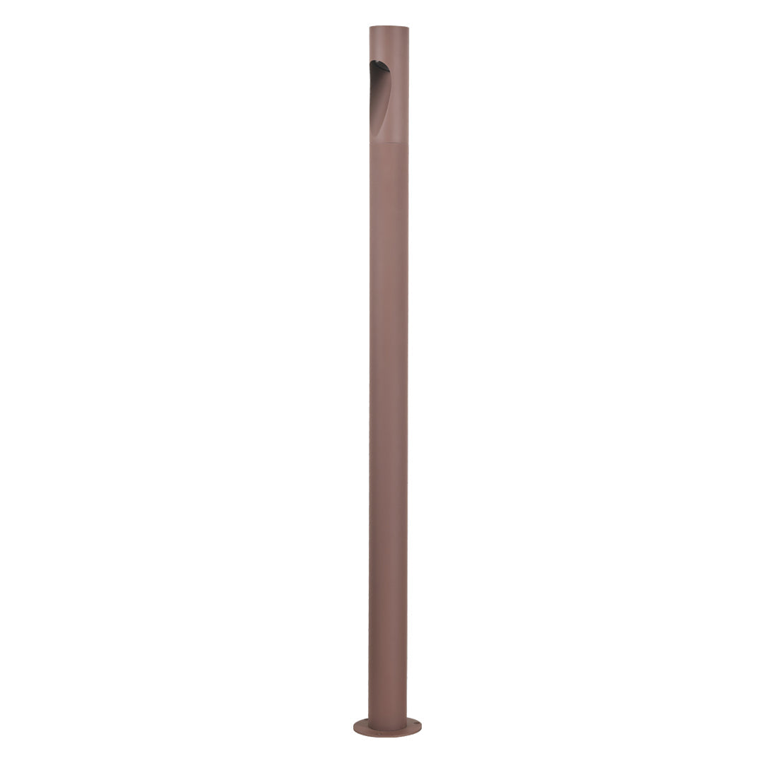 Minimalist Cylindrical LED Bollard Light — Aluminum & Clear Glass, 7W / 9W, IP65, DC24V Hardwired, Gray or Coffee Brown, 4 Heights