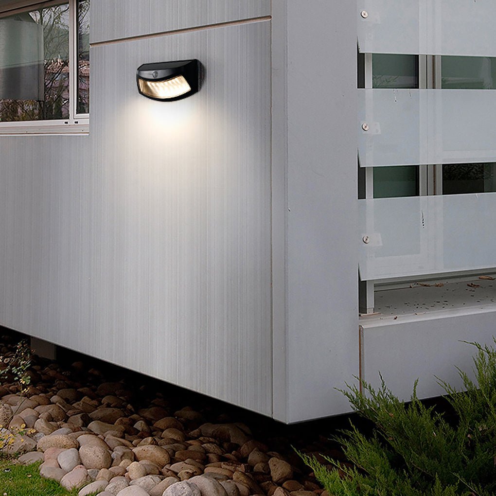 Industrial Solar Outdoor Wall Sconce — Red Copper / Black, LED, Motion Sensor, IP65