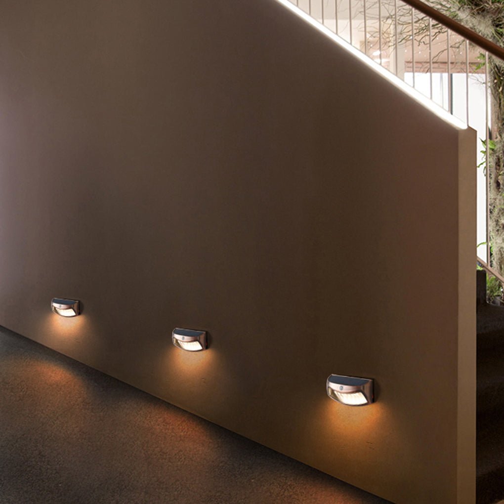 Industrial Solar Outdoor Wall Sconce — Red Copper / Black, LED, Motion Sensor, IP65