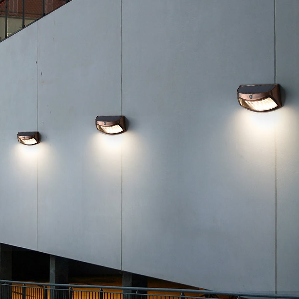 Industrial Solar Outdoor Wall Sconce — Red Copper / Black, LED, Motion Sensor, IP65