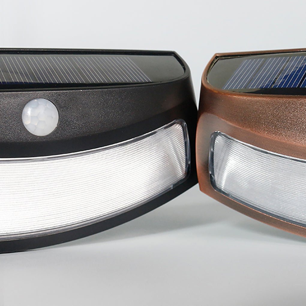 Industrial Solar Outdoor Wall Sconce — Red Copper / Black, LED, Motion Sensor, IP65