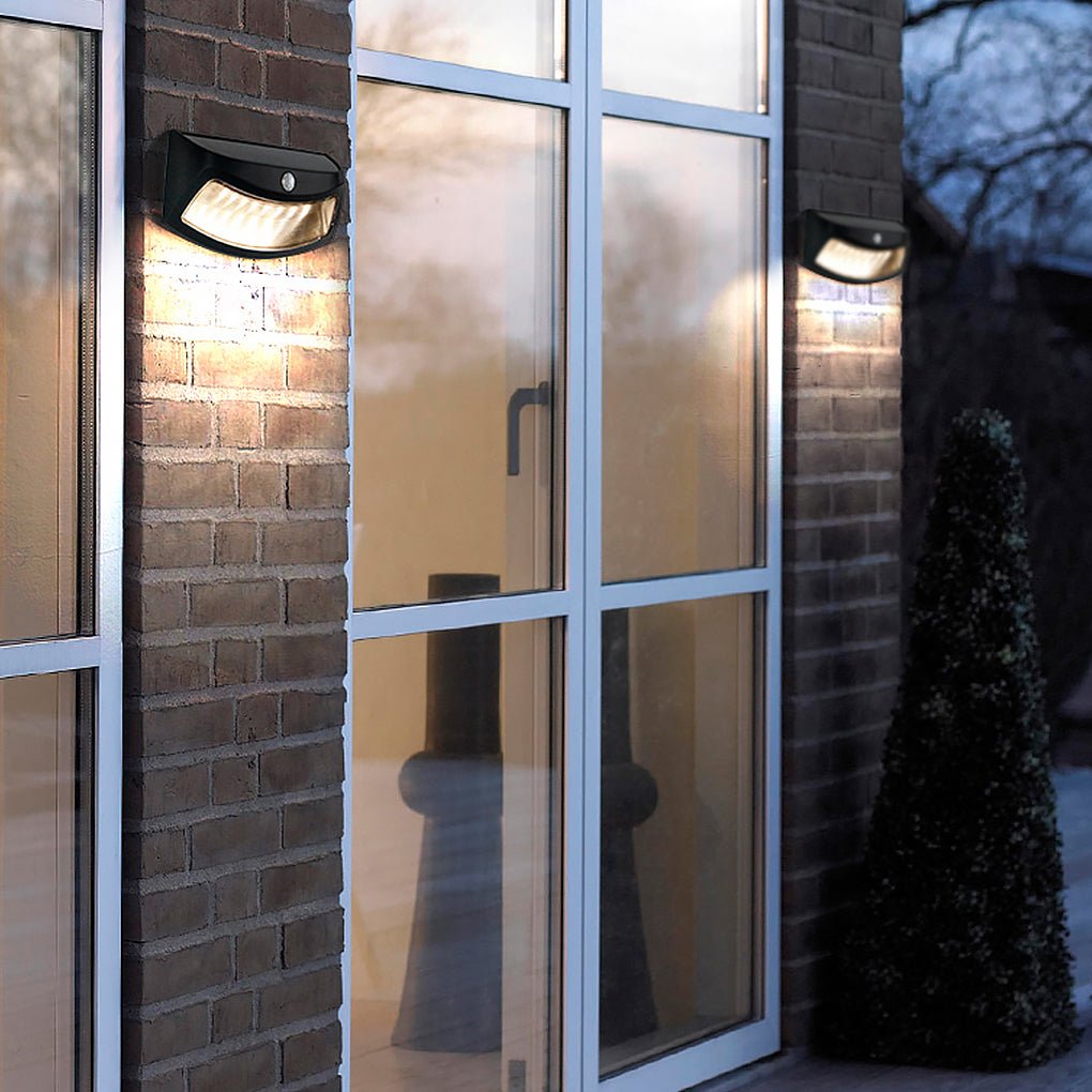 Industrial Solar Outdoor Wall Sconce — Red Copper / Black, LED, Motion Sensor, IP65