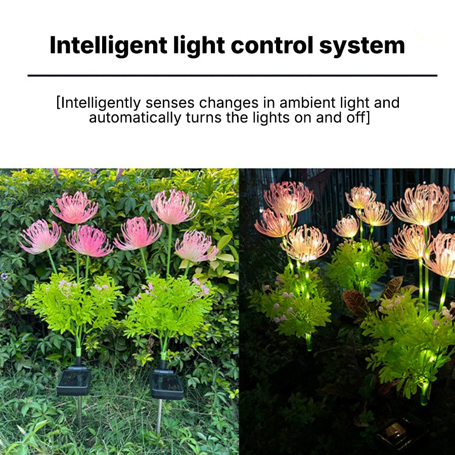 Red Spider Lily Solar Garden Stake Light, 4-Pack — ABS, LED Warm White, IP65, Dusk-to-Dawn