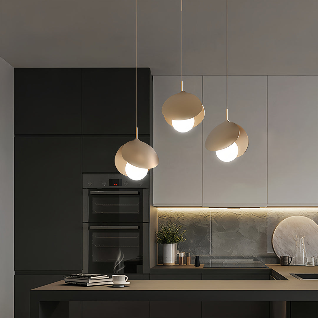 Minimalist 3-Light Pendant — Iron Ring or Petal Design, Acrylic, Three-Color Dimming, Adjustable Height
