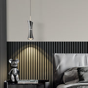 Hourglass Mini Pendant — Pearl Black Aluminum, Acrylic K9 Crystal Lens, 7W, Three-Color Dimming, 1-Light