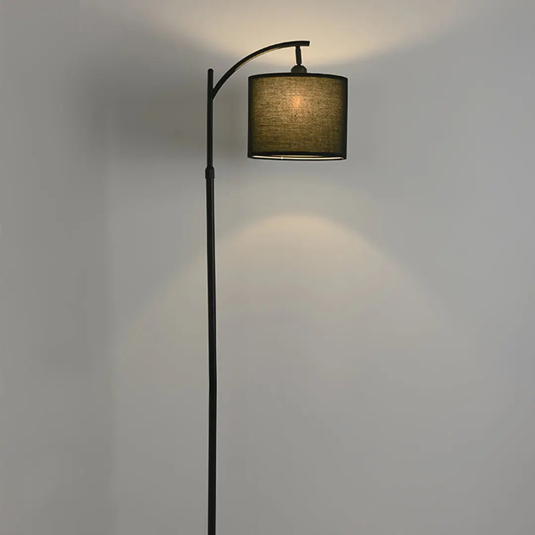 Minimalist Arc Floor Lamp with Fabric Shade - Metal Arched Lamp for Living Room Luxe