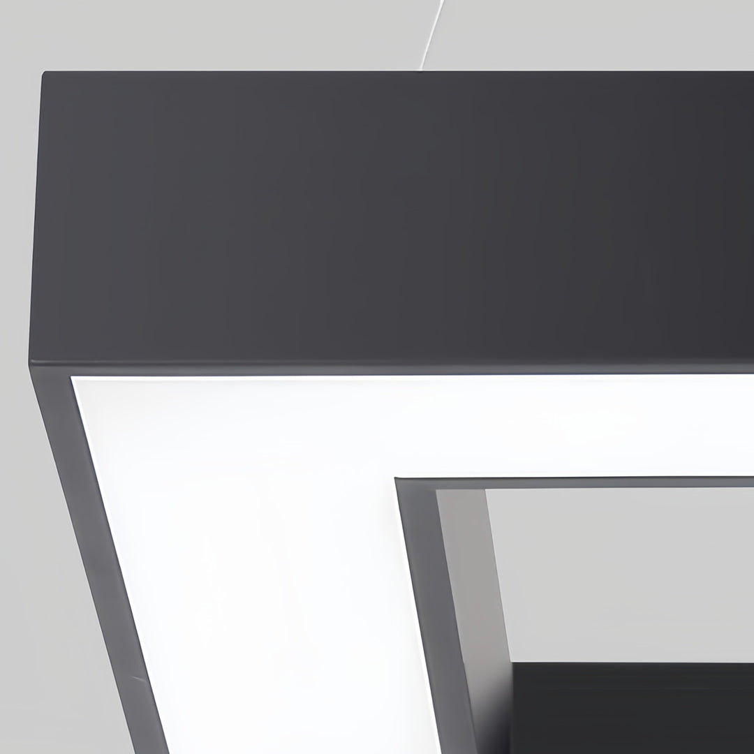 Multi-Diamond Geometric Chandelier — Black Iron, Adjustable Chain, White Acrylic Shade