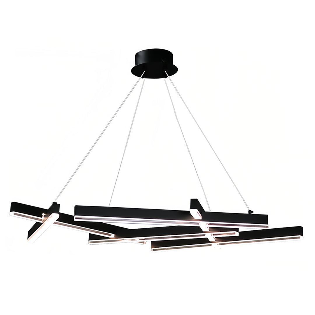 Geometric Branch Chandelier — Matte Black Aluminum, Acrylic, LED, Three-Step Dimming, 2 Sizes