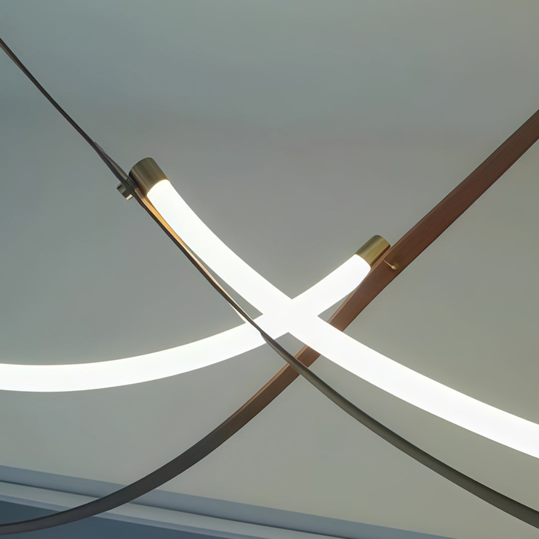 Linear Neon Pendant Light — Silicone Soft LED, 2–5m Lengths, Dual Color Temperature (3000K / 4000K), 32–80W