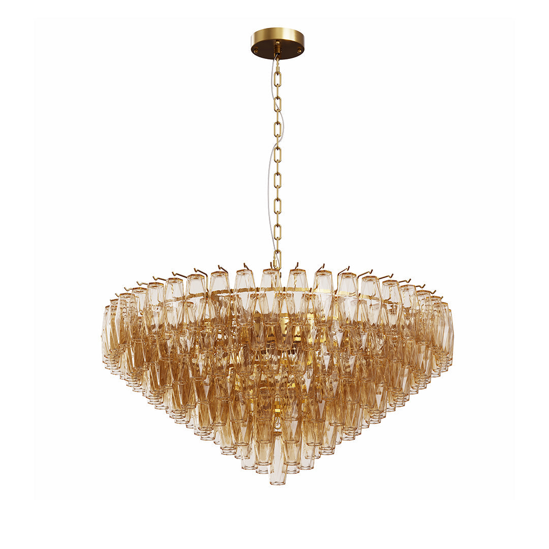 Multi-Head Glass Pendant Chandelier — Iron Frame, Transparent Glass Shades, 8-Light or 10-Light, Black or Copper, E12