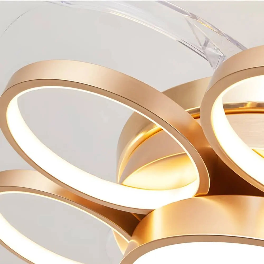 LED Chandelier with Invisible Silent Ceiling Fan and Ring Remote Control Luxe