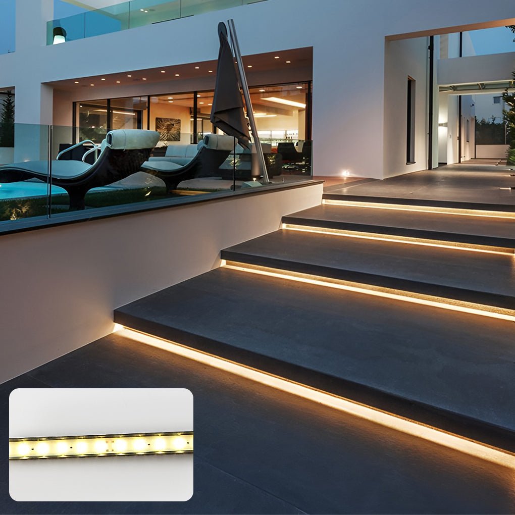 ip68 waterproof led strip lighting for outdoor stair treads and decorative guardrails