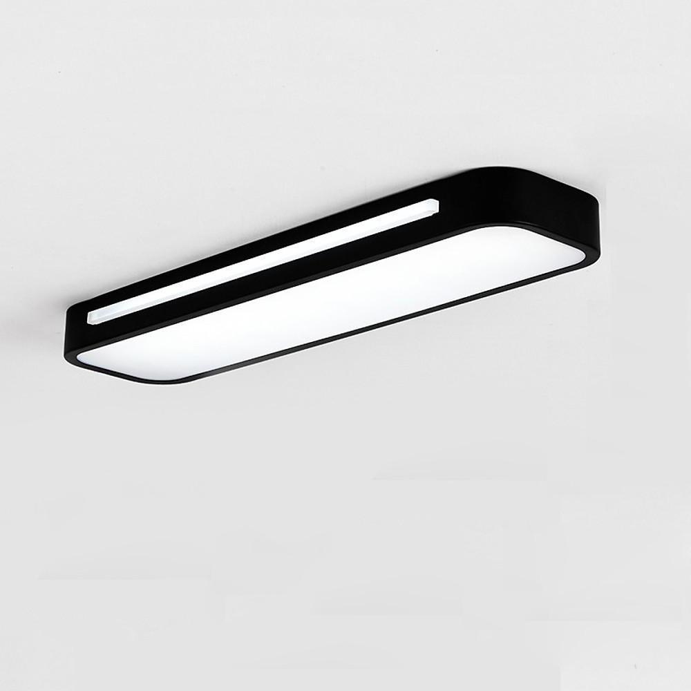 Minimalist Rectangular LED Flush-Mount Ceiling Light — Metal, Frosted Acrylic, 19" x 5", 3000K/6500K, 1-Light