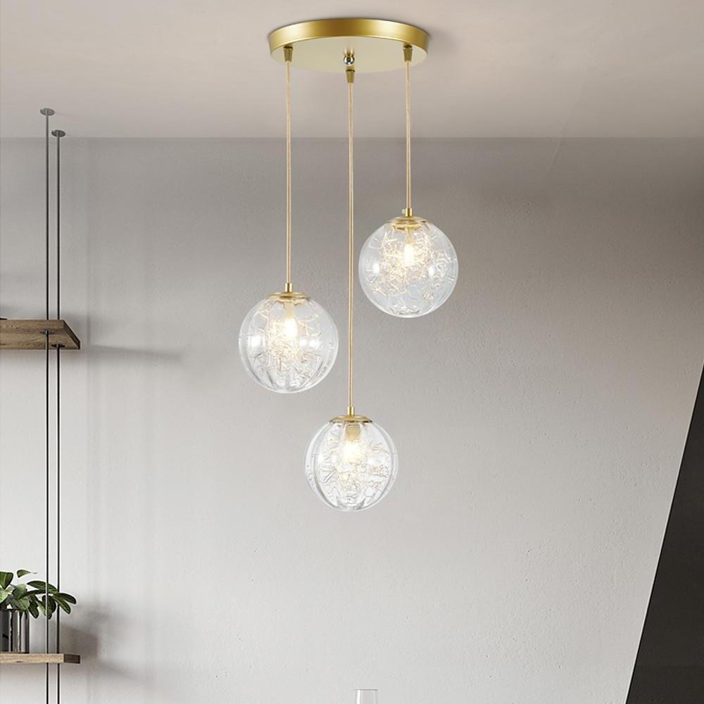 Glass Globe Multi-Light Pendant — Clear Glass, 6" Diameter, Adjustable 39" Cord