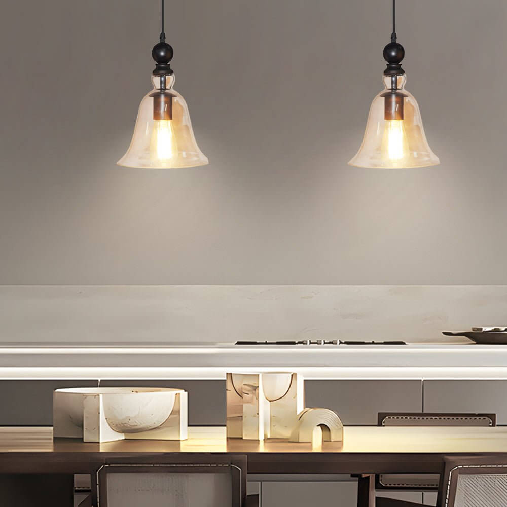 iron and glass pendant light inspired by vintage chimes