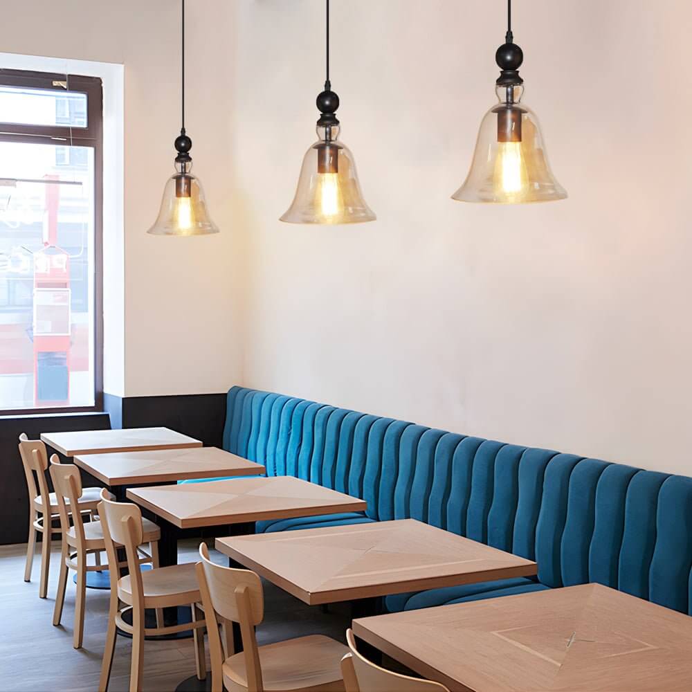 iron and glass pendant light inspired by vintage chimes