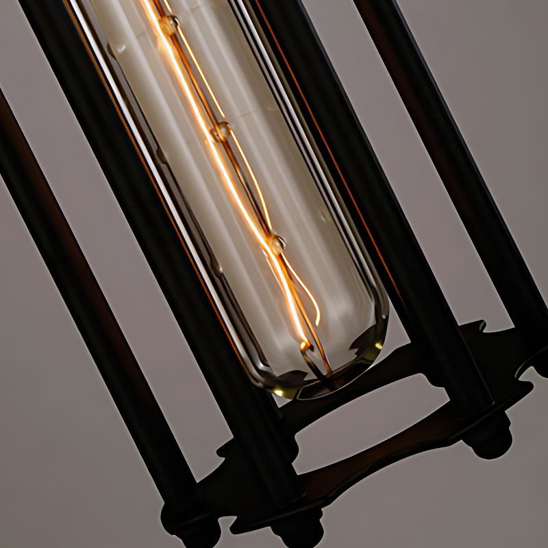 Flute Pendant Light — Black Iron, Retro Industrial, Tungsten Bulb, Vertical or Horizontal Hang