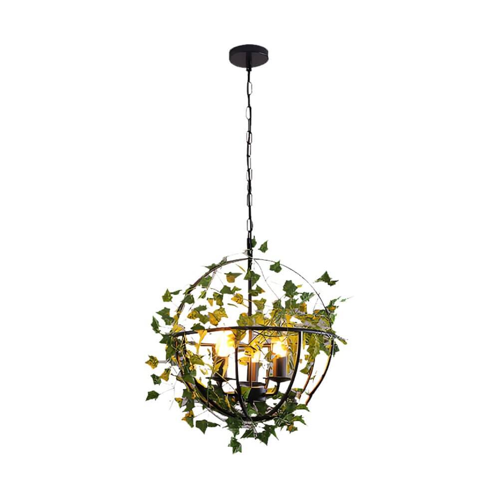 iron cage pendant light inspired by the enchanted forest adorned with vines
