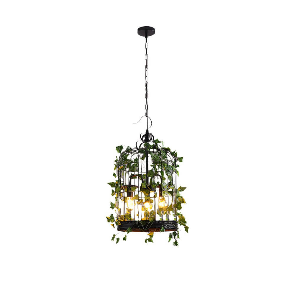 iron cage pendant light inspired by the enchanted forest adorned with vines