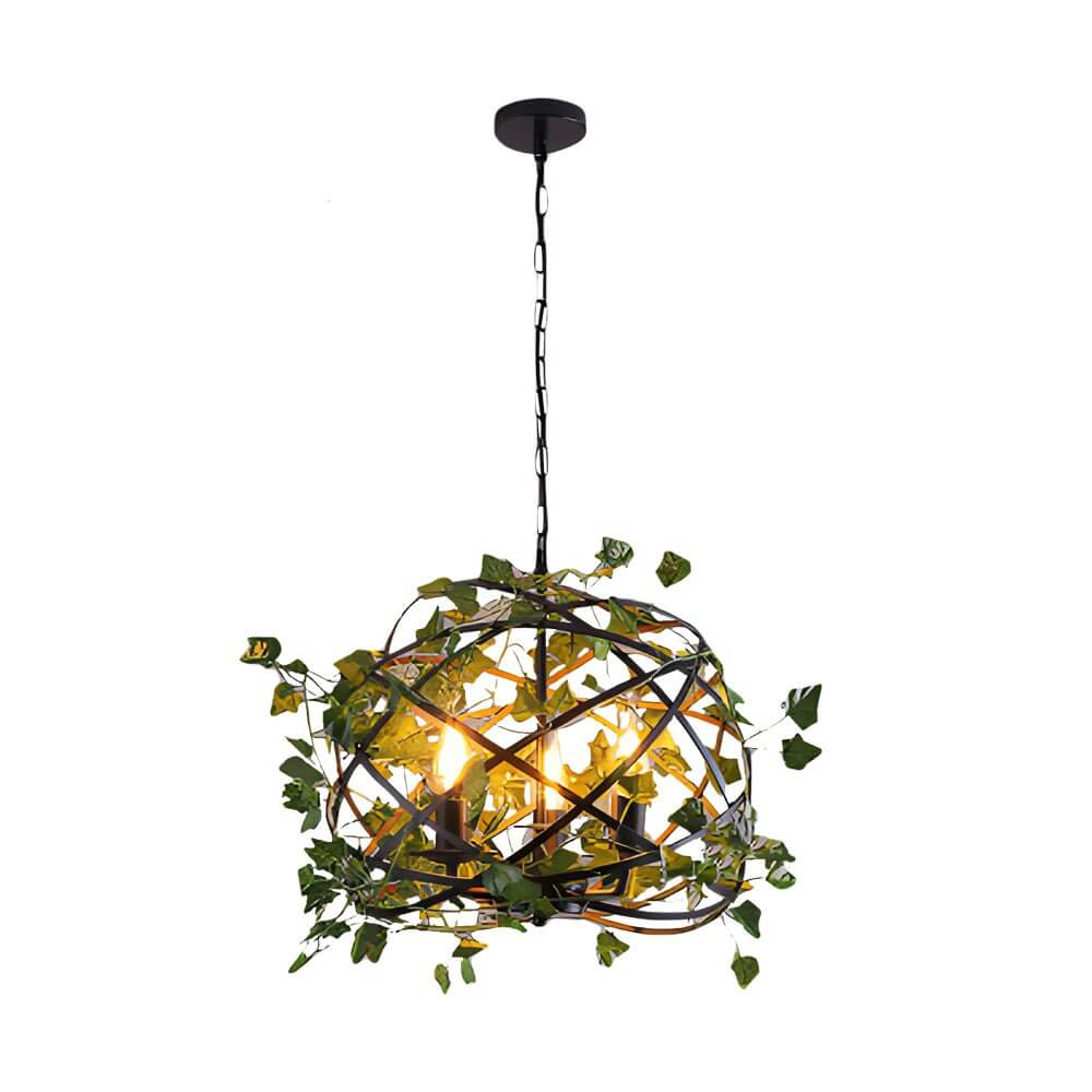 iron cage pendant light inspired by the enchanted forest adorned with vines