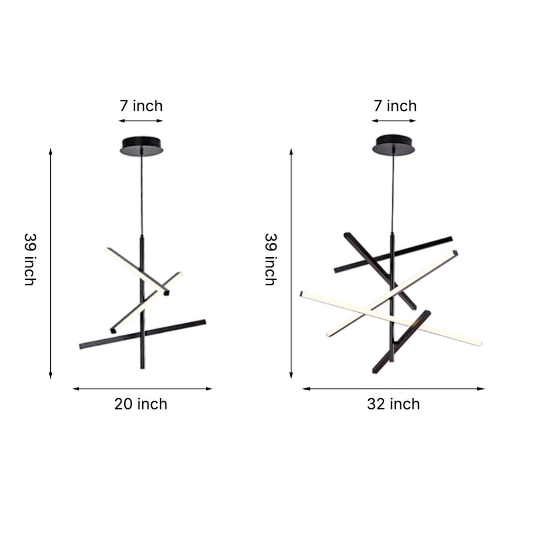 Adjustable Iron Linear Chandelier — Black or White, 3-Light or 5-Light, 25W/50W LED, Three-Color Dimming, Silicone Shade
