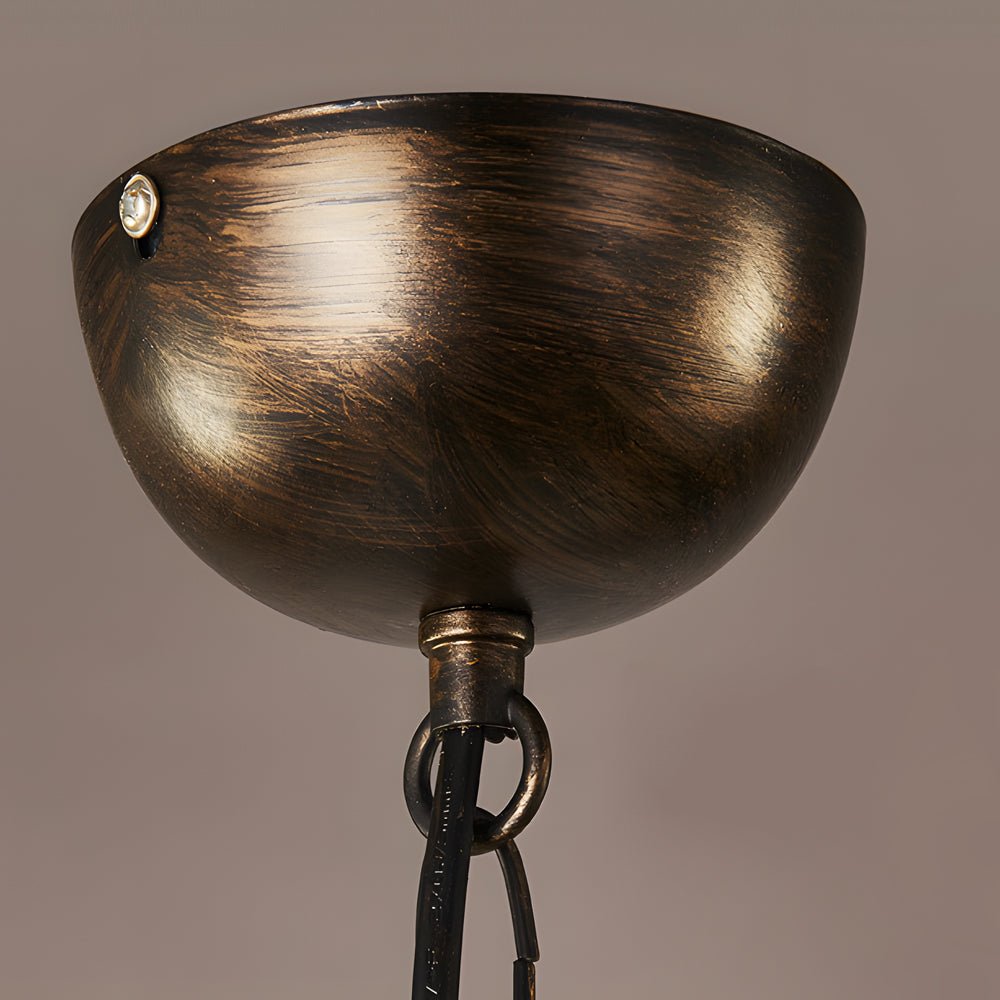 Spherical Iron Lines LED Chandelier — Industrial Vintage, E27, 16.5" Diameter, Black or Retro Gold