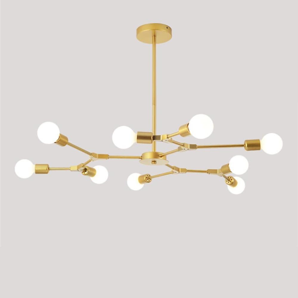 9-Light Sputnik Branch Chandelier — Metal, Black or Gold, 39" Diameter, 60W per Bulb