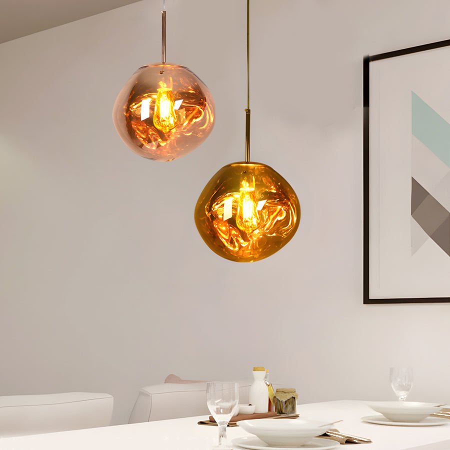 Irregular Lava Glass Ball Mini Pendant — Postmodern, E27, Silver / Gold / Wine Red, 3000K–6000K